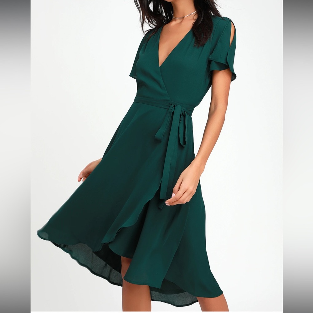 Lulu’s Green Midi Wrap Dress
